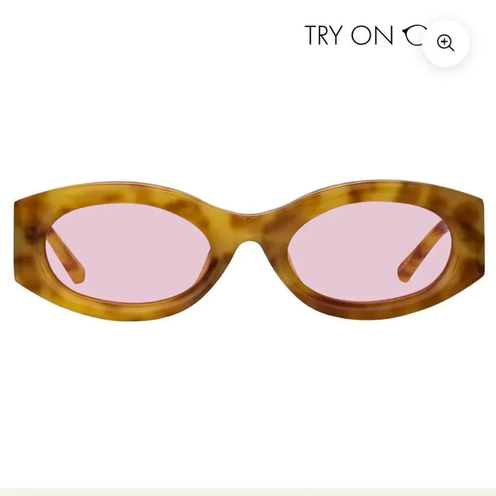 Linda Farrow The Attico Berta Brown tortoiseshell Pink Cat-Eye Sunglasses NEW
